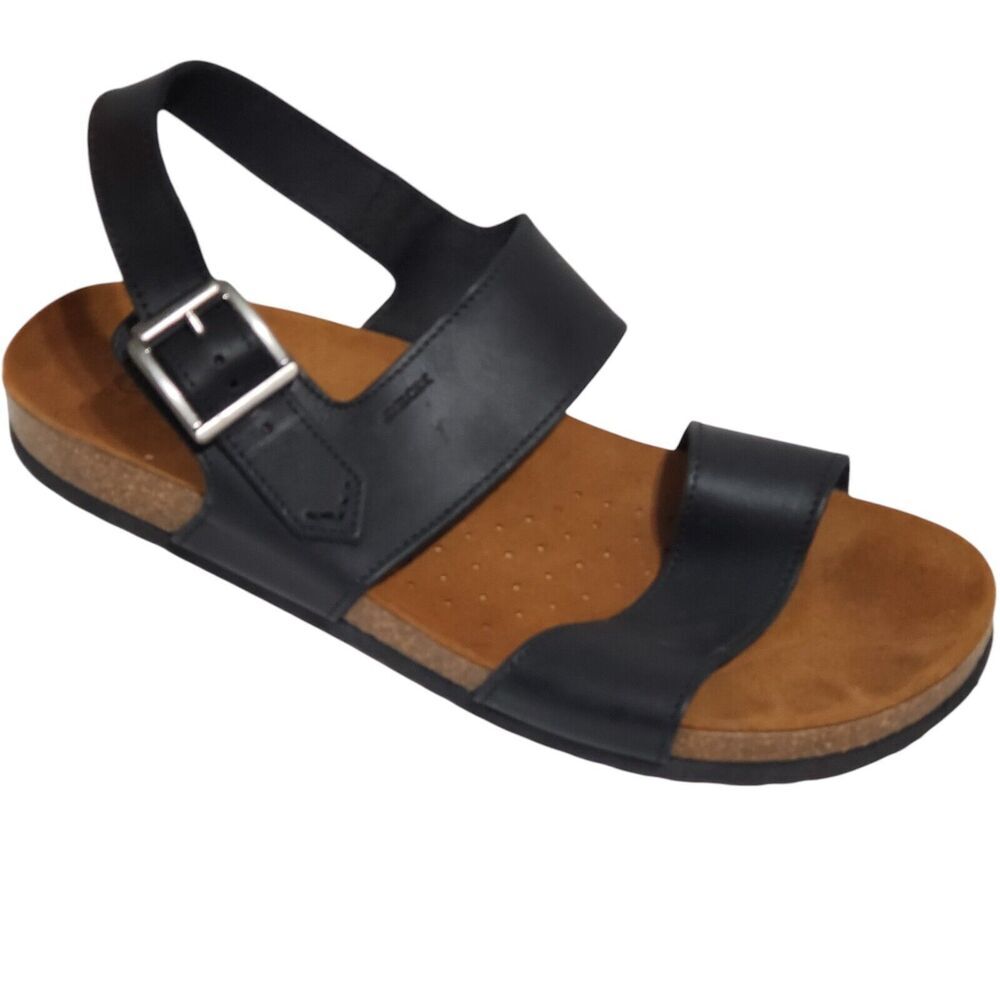 GEOX Mens Size 45/12 Respira 3 Strap Sandals Leather Cork insole Italy‎ LkNw